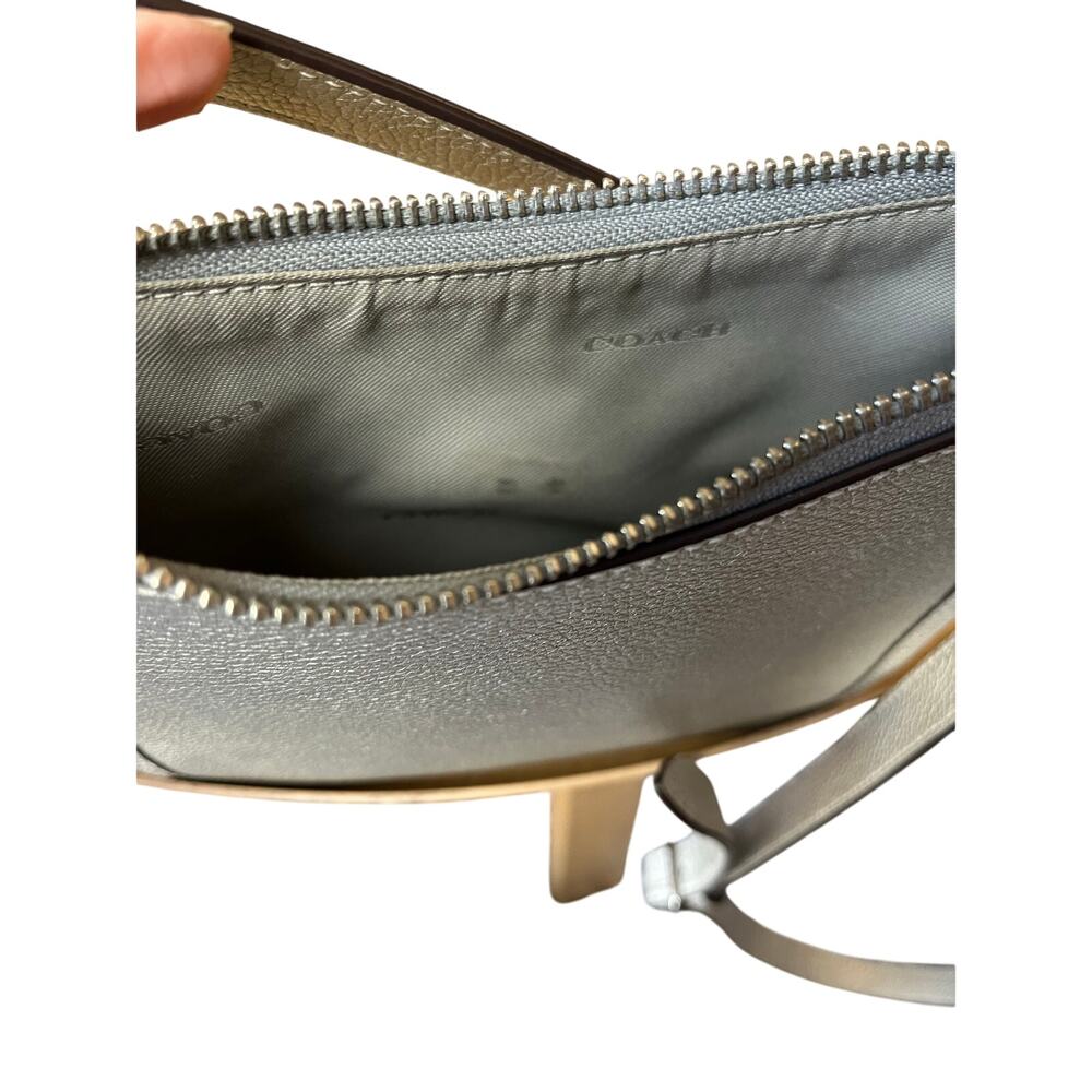Coach | Silver Chaise Crossbody Pebbled Leather w/Charm Metallic Sheen - Picture 10 of 10